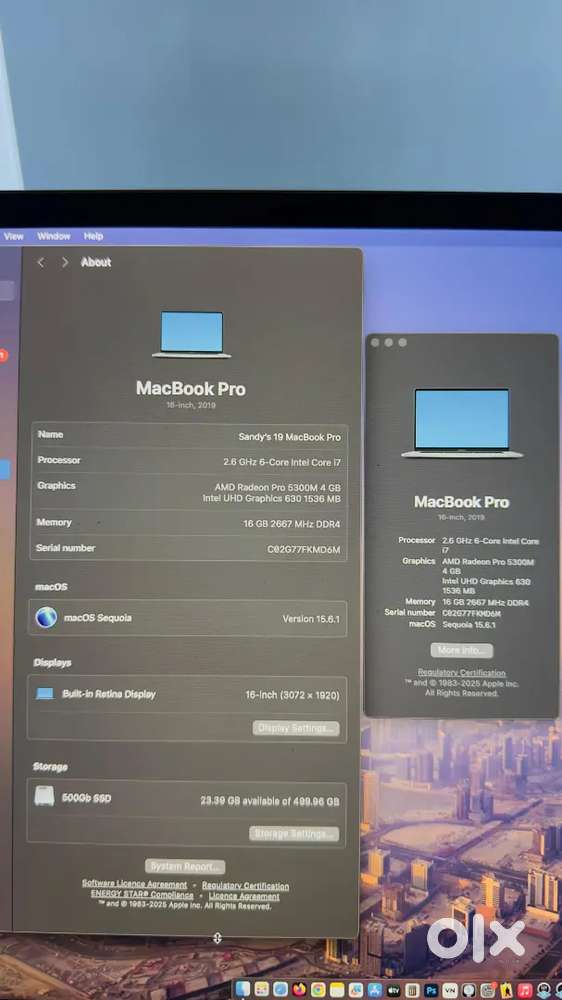 MacBookPro 2019 16Gb 500SSD