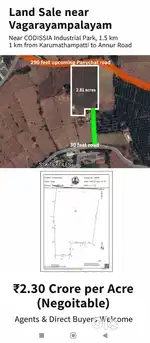 2.83 acres prime land for sale / near vagarayampalayam