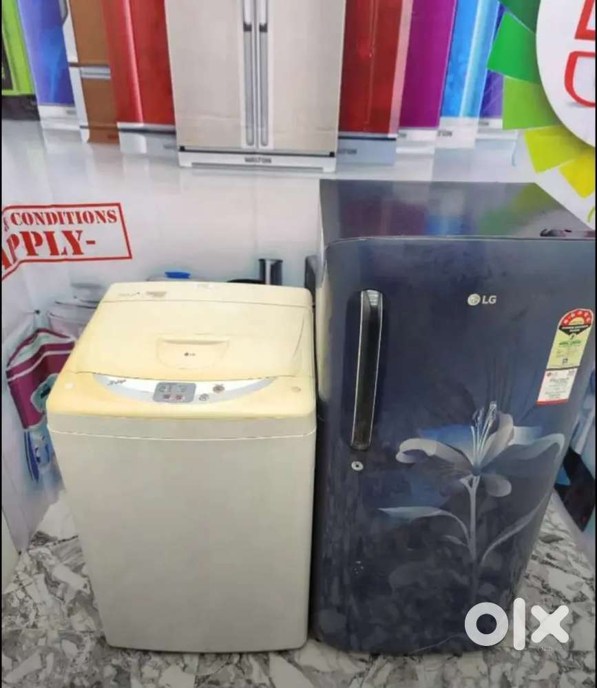 LG single door blue colour fridge LG top load washing machine