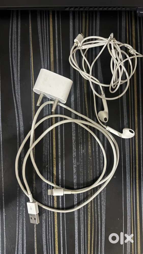 Apple 5 watt lightning charger and lightning ear pods