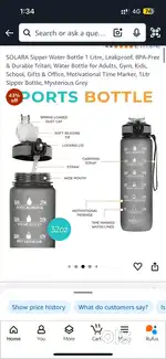 SOLARA SIPPER WATER BOTTLE 1liter almost new