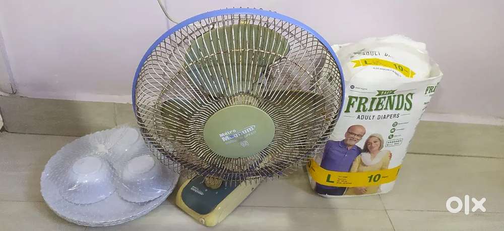 Table Fan / Adult Diapers / dinner plates