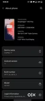 One plus 7t mint condition 8gb 128gb