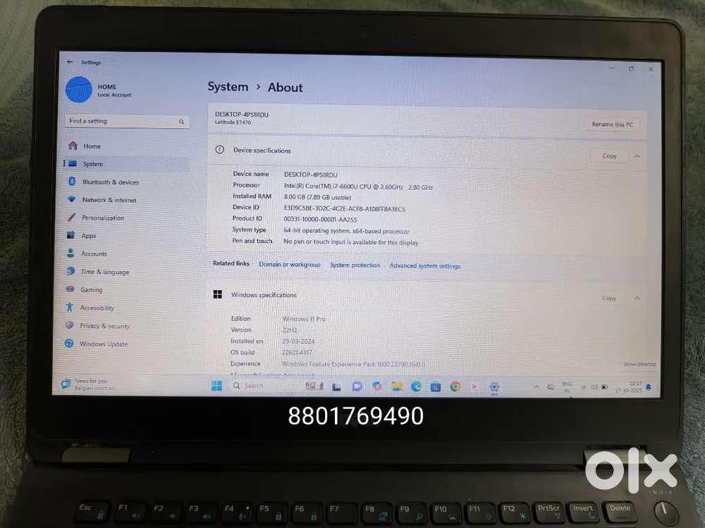 Dell Latitude E7470 -- i7 6th Gen (8GB + 256GB SSD)