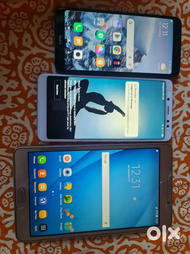 3 devices -Redmi Note 5 pro, Redmi 7A and Samsung tab J max,