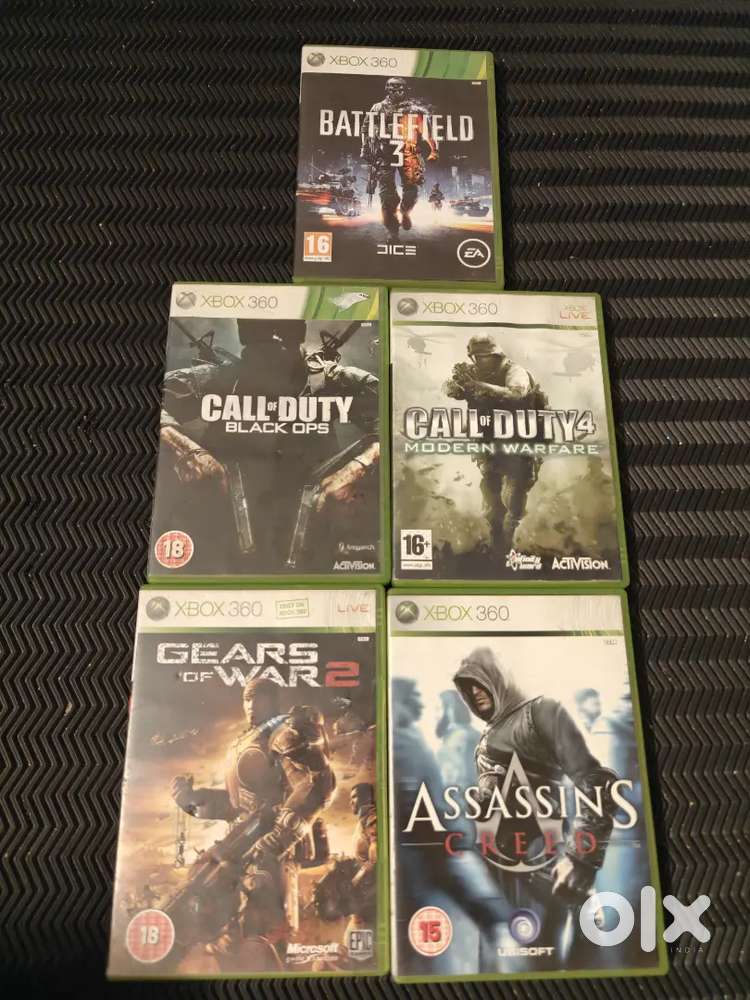 Xbox 360 Og Games x 5
(COD BLK OPS, COD MW2, Battlefield 3, AC, GOW2)