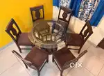 6-Seater Round Glass Top Dining Table for Sale