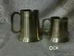 Antique pure brass solid heavy 2 pcs bear mugs