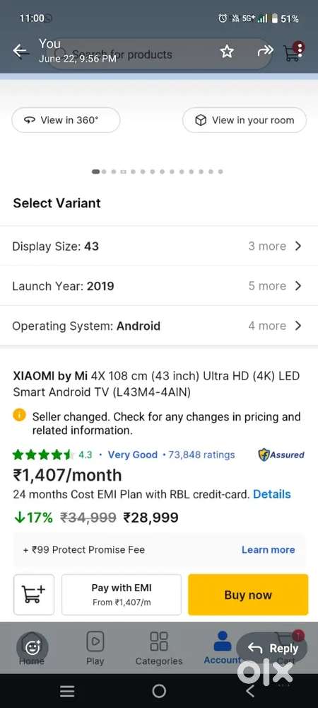 Mi 43 tv back light issue