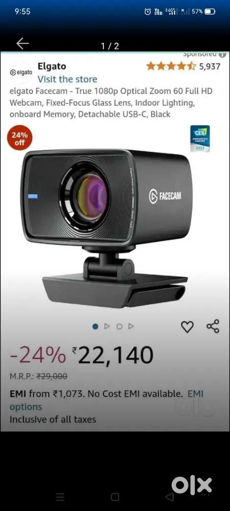 Elgato webcam 1080p 60fps only