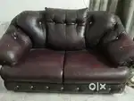 7 seater leather sofa plus beautiful marble top table