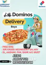 DOMINOS AVADI PIZZA DELIVERY FREE BIKE/E-BIKE NO RENTAL DEDUCTION