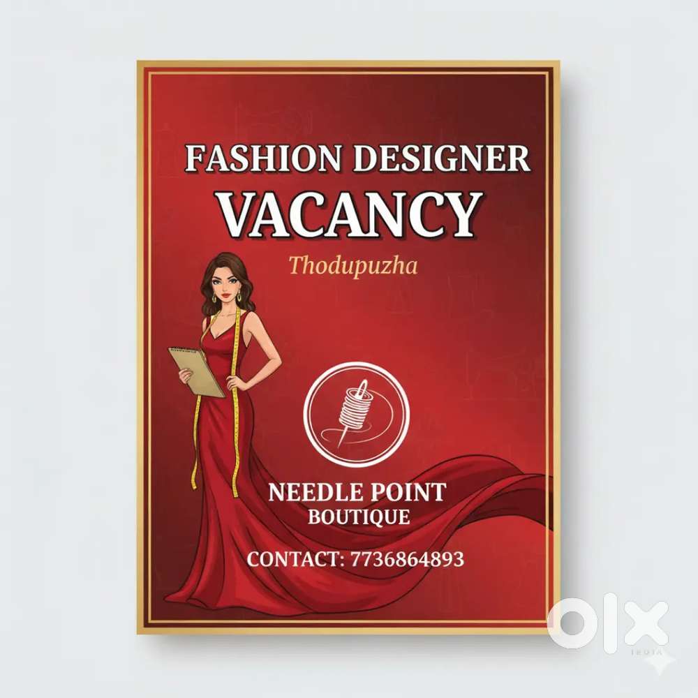 We are looking for fashion designer, thodupuzha prefer