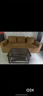 Sofa cum bed with center table