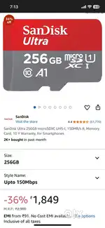 Sandisk Ultra 256gb SD Card