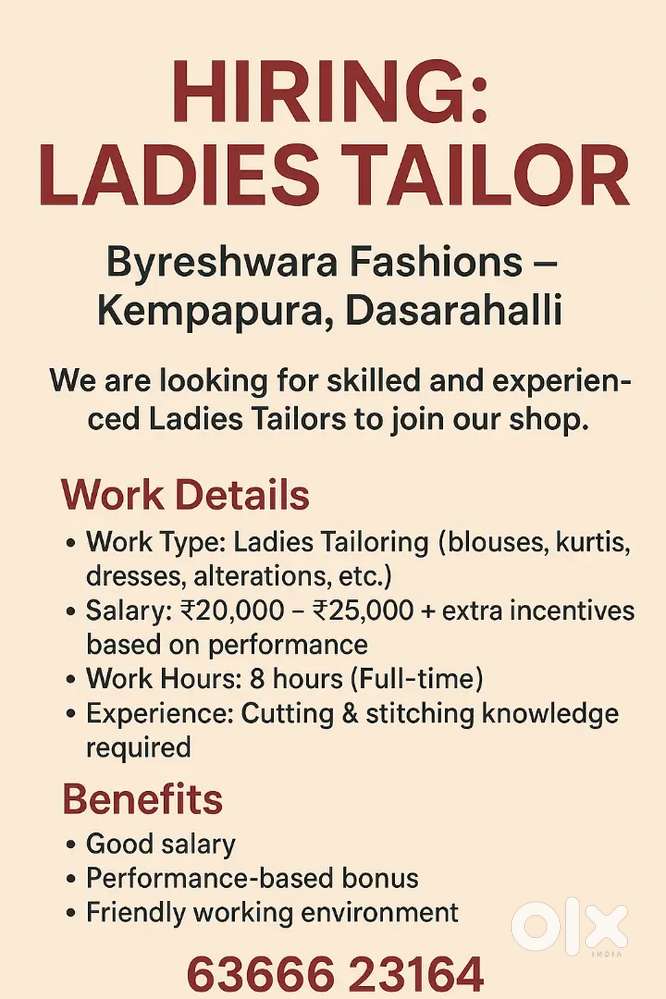 Wanted Ladies Tailors