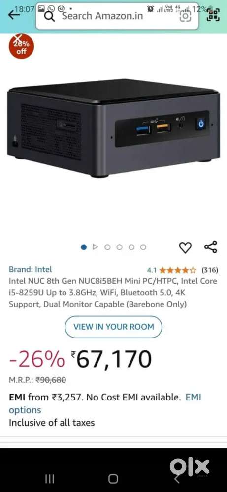 Mini cpu Intel original cpu i5 8th generation  8gb ram 256gb ssd