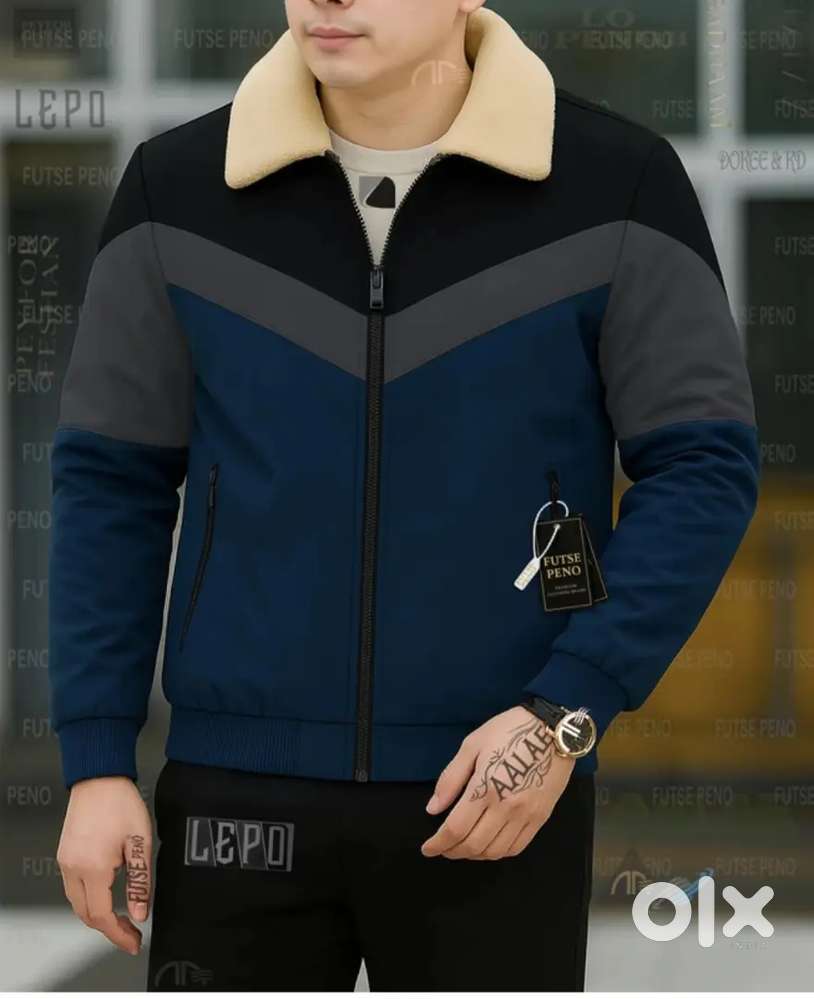 Men color block casual jacket winter vacation jacket
