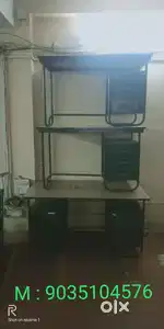 TEEK WOOD CUPBOARDS & OFFICE TABLE & RACKS  ARE SALE