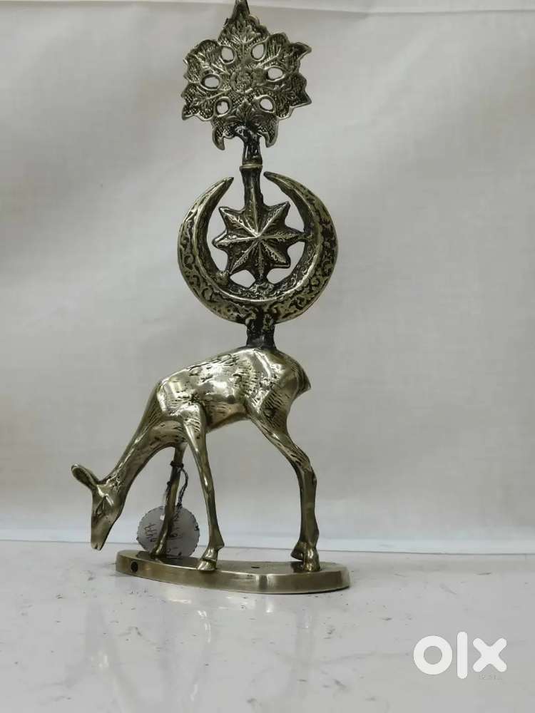 Antique pure brass solid heavy deer surmedani 32 cm.