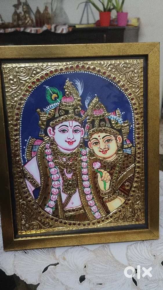 Shri Krishna and Radharani.22 karat gold TRADITIIONSTanjore NEGOTIABLE