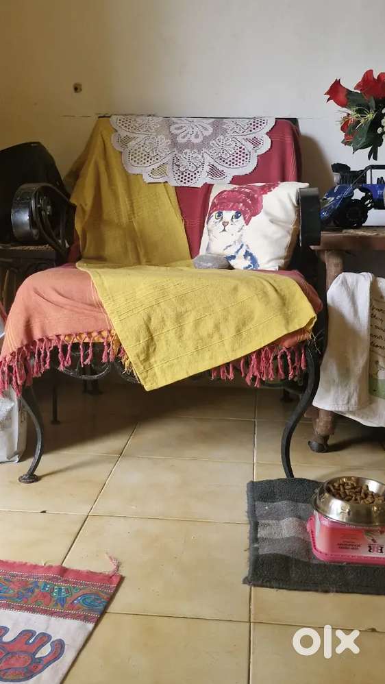 4 set iron sofa,  dinning table wooden 4 seater and bar table