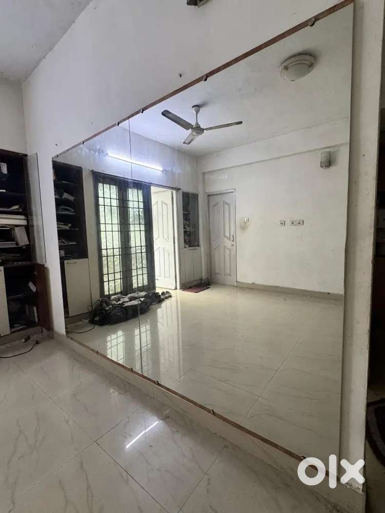 Dance studio mirror with plywood