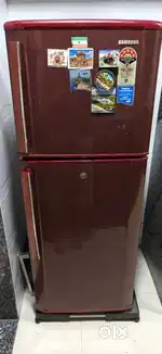 Maroon refrigerator