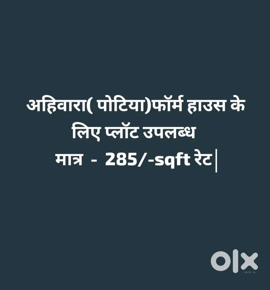 फॉर्म हाउस के लिए प्लॉट अहिवारा से 2 km आगे  पोटिया मेन रोड से लगा