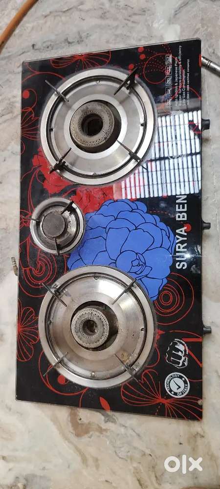 Automatic glass gas chulha 3 burner