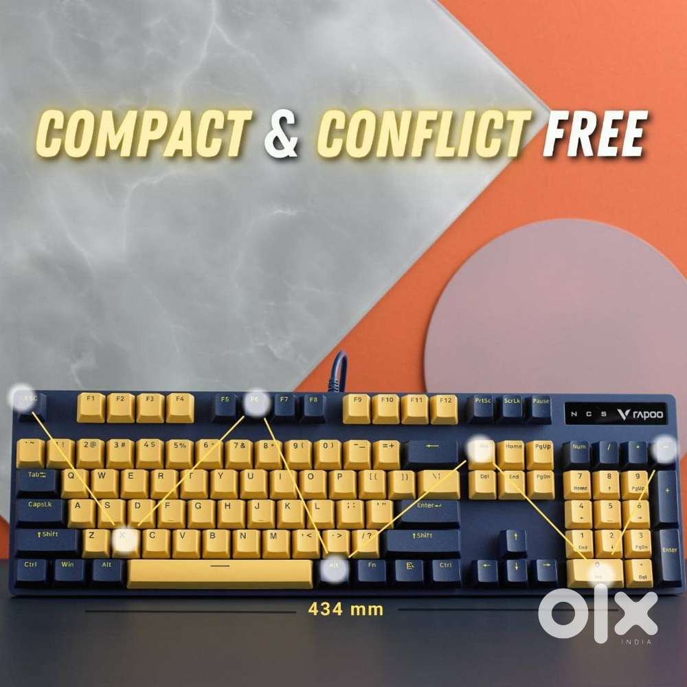 Rapoo V500 Pro Backlit Mechanical Gaming Keyboard Yellow and Blue