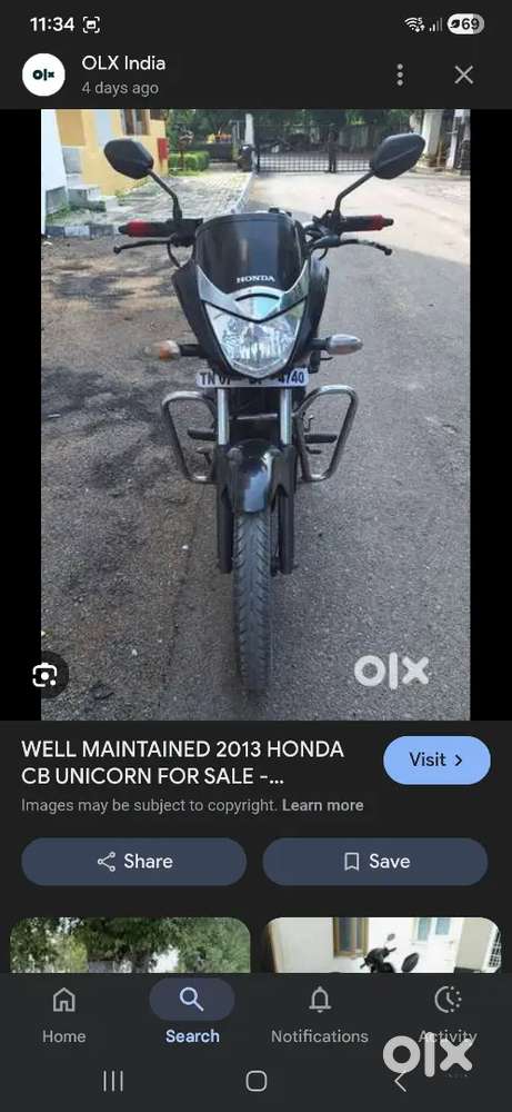 Model : CB Unicorn 125CC 2013 model well maintained