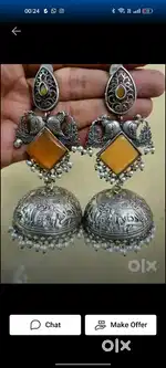 Vintage sliver and gold jhumka earrings ,no  code  delivery