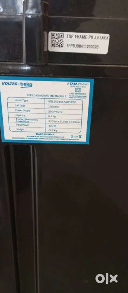 Voltas beko top load 6.5kg