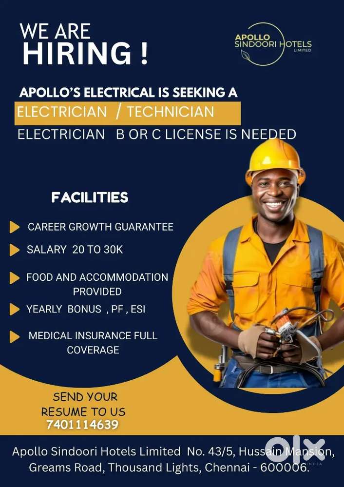 Electrician Technician Vacancy – Join Our Team
