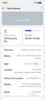 Oppo find x8pro 100%condition