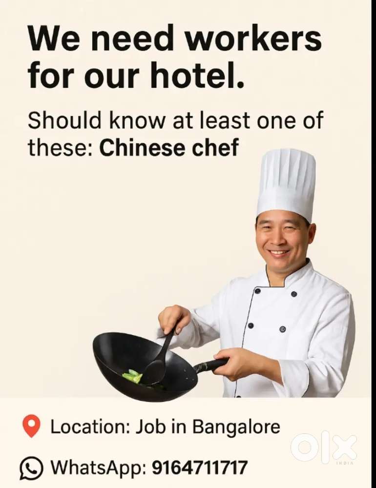 Need experience Chinese Chef or Other any Experience chief also ok