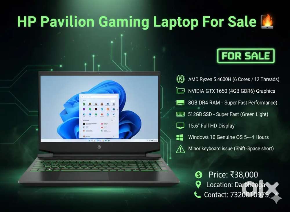 HP pavilion gaming laptop - Ryzen 5  GTX Series Win 11