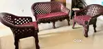 Nilkamal plastic 3 seater sofa and 2 chairs with new cushions