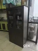 Tall Kitchen/Pantry Cabinet with Glass Doors – Good Condition