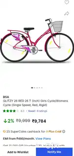 BSA Ladybird glitzy 26t  girls /women cycle good condition ready .
