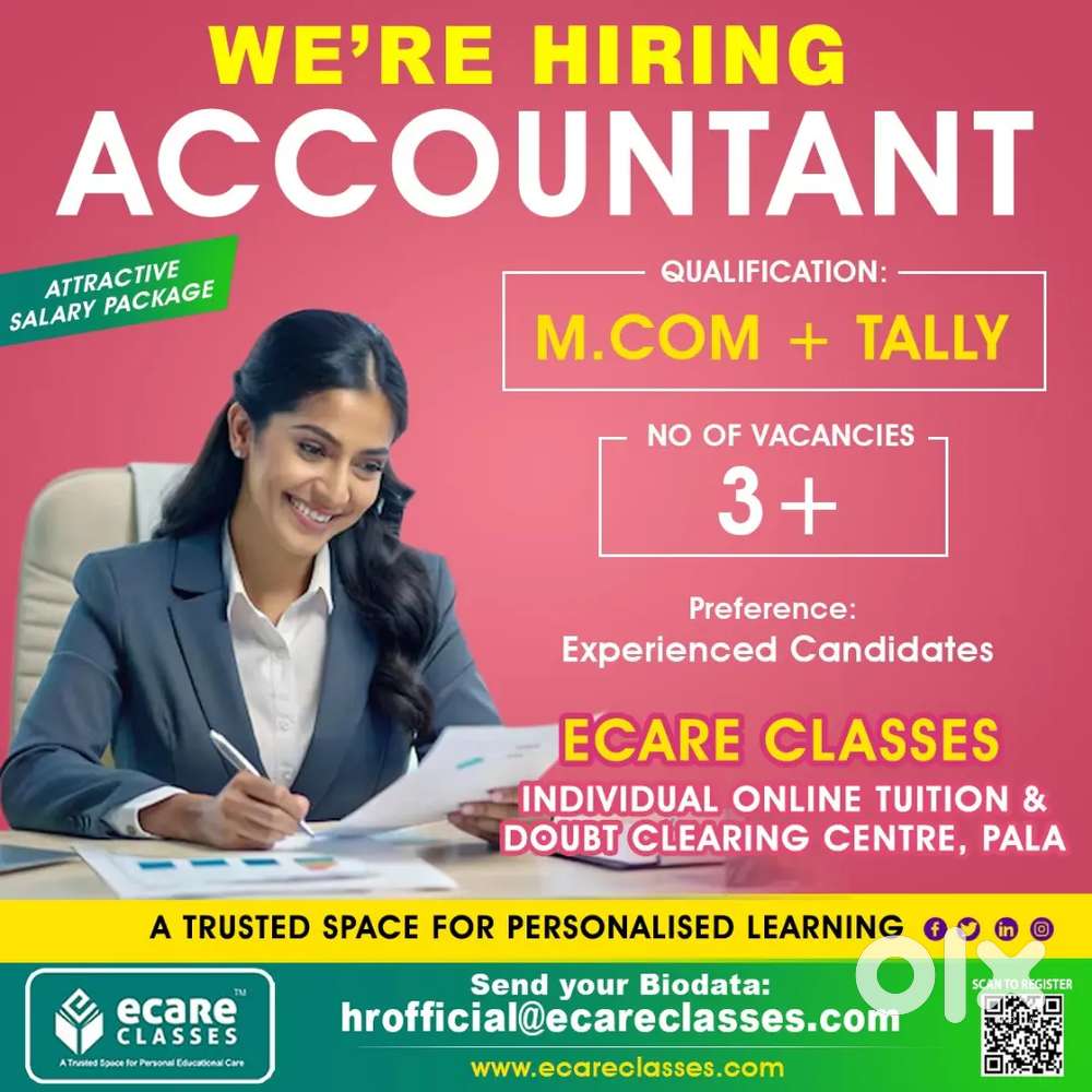 Hiring Accountants Urgent.(Pala)