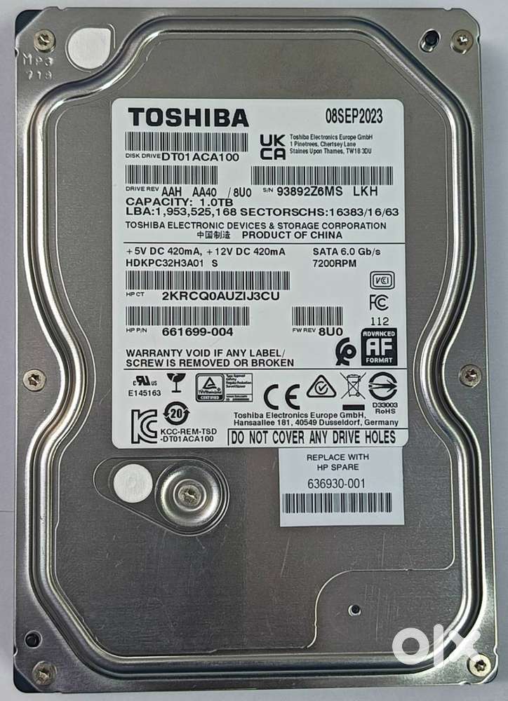 Toshiba 1TB 3.5 HDD For Desktop Harddisk