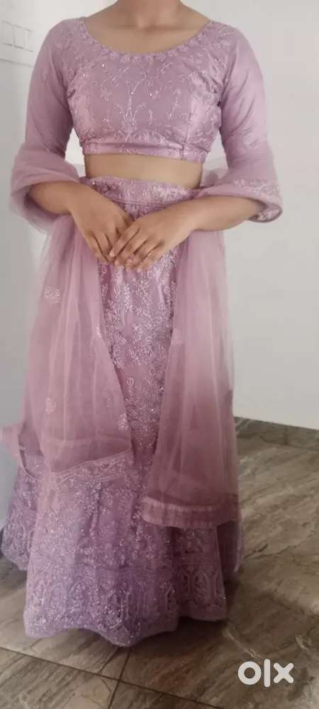 Bridal elegant Lavender Embroidered Lehenga Set with Dupatta
