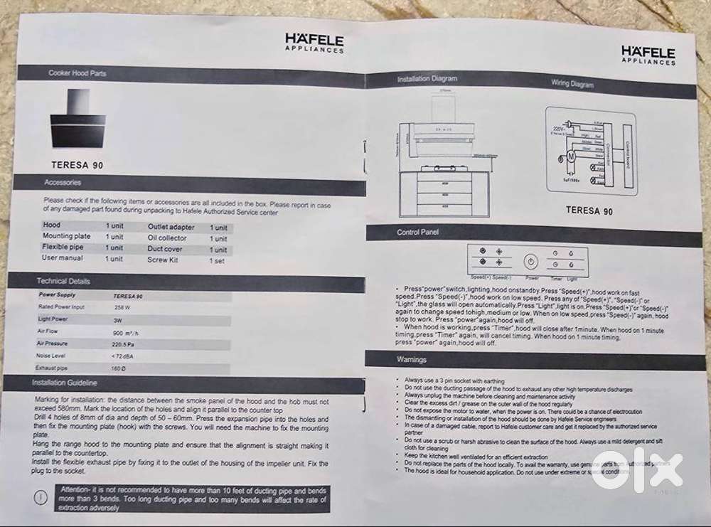 Hafele Teresa90 kitchen Chimney