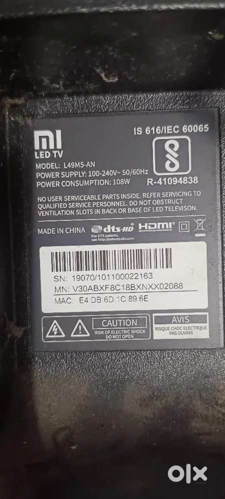 Mi 49inch urgent sell display broken lost remote also