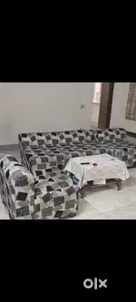 3+1+1 Sofa Set, 1 tall bar chair and Double Bed with Mattress