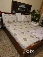 Wooden Double bed with box Storage and drawers at the headboard