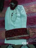 Groom Sherwani with pagdi, shoes, and Mala and also dupatta