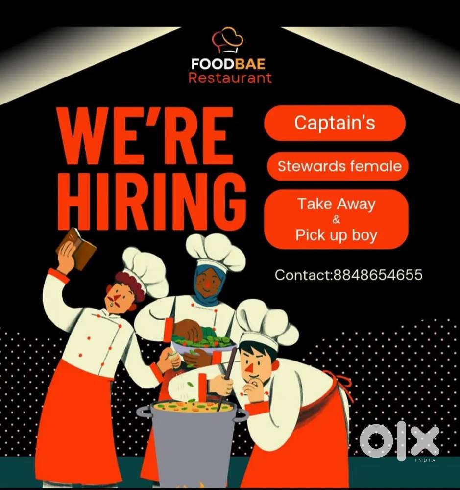 Captains, waitress, tackaway pick-up